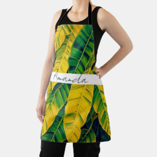 Lebhaftes Green & Yellow Banana Leaf Muster Schürze