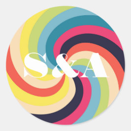 Lebhaftes Groovy Psychedelic Retro Bold Script Runder Aufkleber