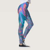 Lebhaftes Groovy Trippy Bohemisches Aquamarin Cora Leggings (Rechts)