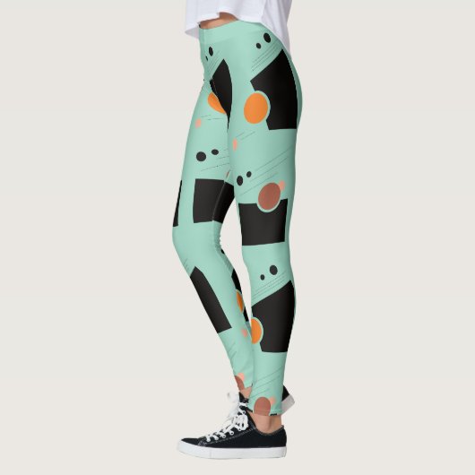 Lebhaftes grünes Abstraktes Muster Leggings (Links)