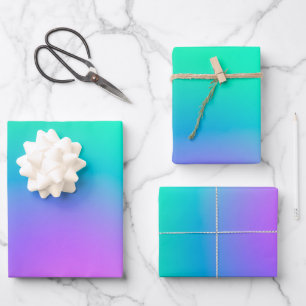 Lebhaftes Grünes Lila Abstraktes Einhorn  Geschenkpapier Set