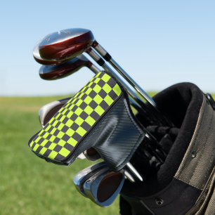 Lebhaftes grünes und graues, kariertes Muster Golf Headcover