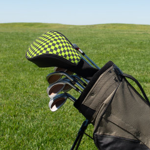 Lebhaftes grünes und graues, kariertes Muster Golf Headcover