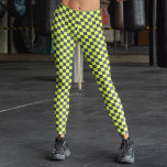 Lebhaftes grünes und graues, kariertes Muster Leggings<br><div class="desc">Lebhafte Leggings mit grün und grau karierten Mustern</div>