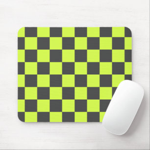 Lebhaftes grünes und graues, kariertes Muster Mousepad