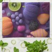 Lebhaftes Halloween Candy and Fruit Flat-Lay Geschirrtuch (Gefaltet)