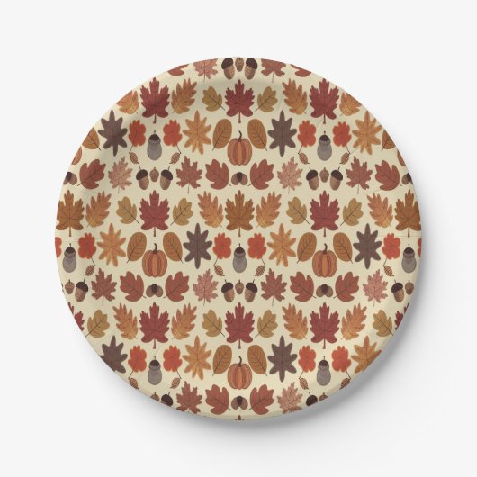 Lebhaftes Herbstleaves Muster mit Herbstfarben Pappteller (Vorderseite)