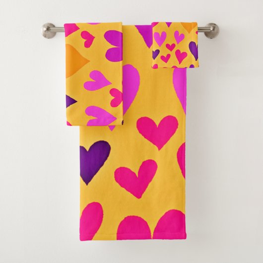 Lebhaftes Herz Bliss: Liebe Muster Badhandtuch Set (Insitu)