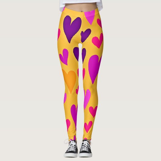 Lebhaftes Herz Bliss: Liebe Muster Leggings (Vorderseite)