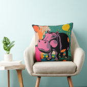 Lebhaftes Hippo-Design Kissen (Stuhl )