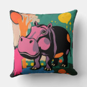 Lebhaftes Hippo-Design Kissen (Rückseite)