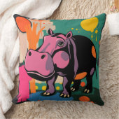 Lebhaftes Hippo-Design Kissen (Decke)