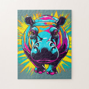 Lebhaftes Hippo-Tier Puzzle