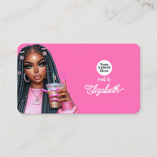 Lebhaftes Hot-Pink American Salon Branding Visitenkarte (Vorderseite)