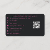 Lebhaftes Hot-Pink American Salon Branding Visitenkarte (Rückseite)