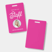 Lebhaftes Hot Pink | Foto und Trendy Script Ausweis (Vorder- & Rückseite)