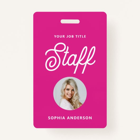 Lebhaftes Hot Pink | Foto und Trendy Script Ausweis (Vorderseite)