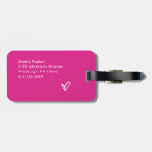 Lebhaftes Hot Pink | Ihr Name in Script Gepäckanhänger (Rückseite horizontal)