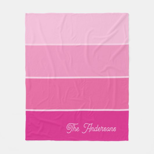 Lebhaftes Hot Pink | Ombre Stripes with Script Fleecedecke (Vorderseite)