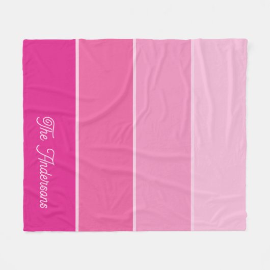 Lebhaftes Hot Pink | Ombre Stripes with Script Fleecedecke (Vorderseite (Horizontal))
