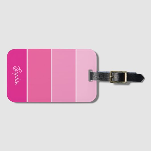 Lebhaftes Hot Pink | Ombre Stripes with Script Gepäckanhänger (Vorderseite (Horizontal))