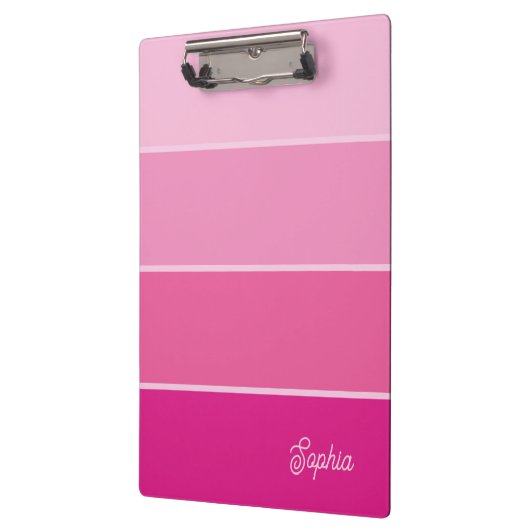 Lebhaftes Hot Pink | Ombre Stripes with Script Klemmbrett (Links)