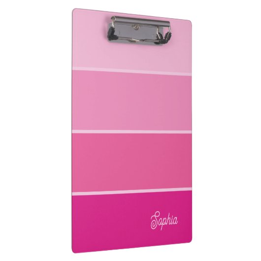 Lebhaftes Hot Pink | Ombre Stripes with Script Klemmbrett (Rechts)