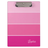 Lebhaftes Hot Pink | Ombre Stripes with Script Klemmbrett (Vorderseite)