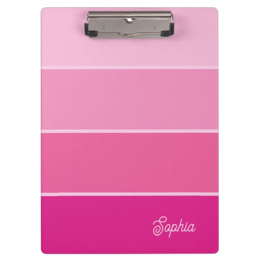Lebhaftes Hot Pink | Ombre Stripes with Script Klemmbrett (Vorderseite)