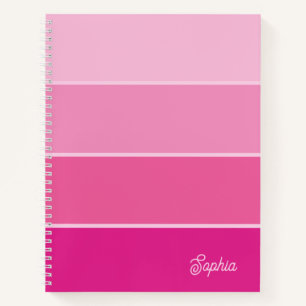 Lebhaftes Hot Pink   Ombre Stripes with Script Notizblock