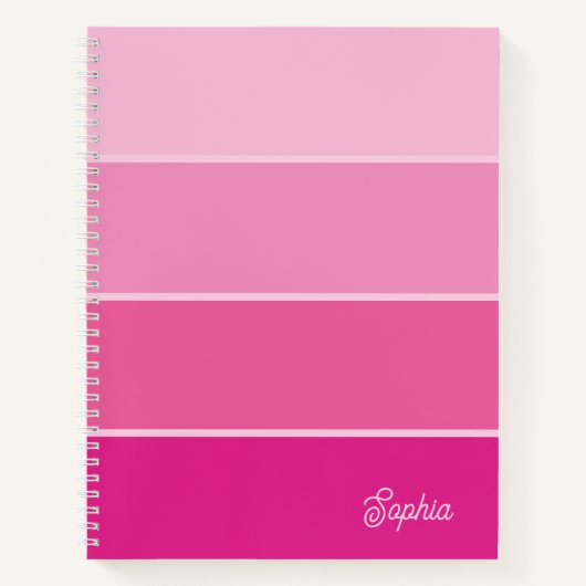 Lebhaftes Hot Pink | Ombre Stripes with Script Notizblock (Vorderseite)