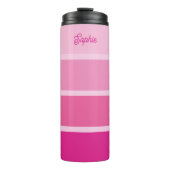 Lebhaftes Hot Pink | Ombre Stripes with Script Thermosbecher (Vorderseite)