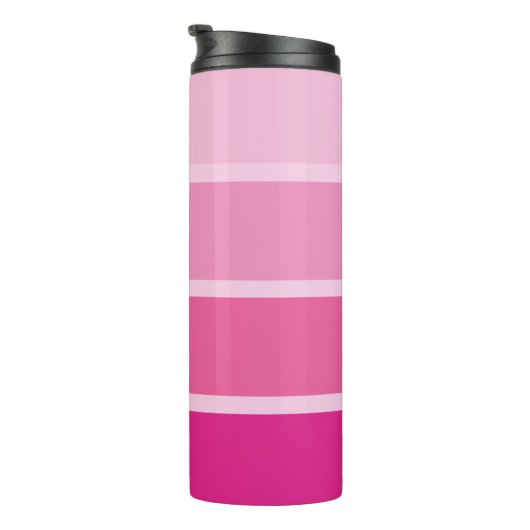 Lebhaftes Hot Pink | Ombre Stripes with Script Thermosbecher (Nach rechts gedreht)