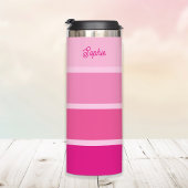 Lebhaftes Hot Pink | Ombre Stripes with Script Thermosbecher