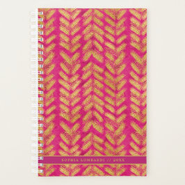 Lebhaftes Hot Pink- und Gold-Muster Planer