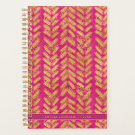Lebhaftes Hot Pink- und Gold-Muster Planer