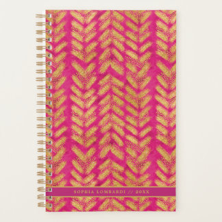 Lebhaftes Hot Pink- und Gold-Muster Planer