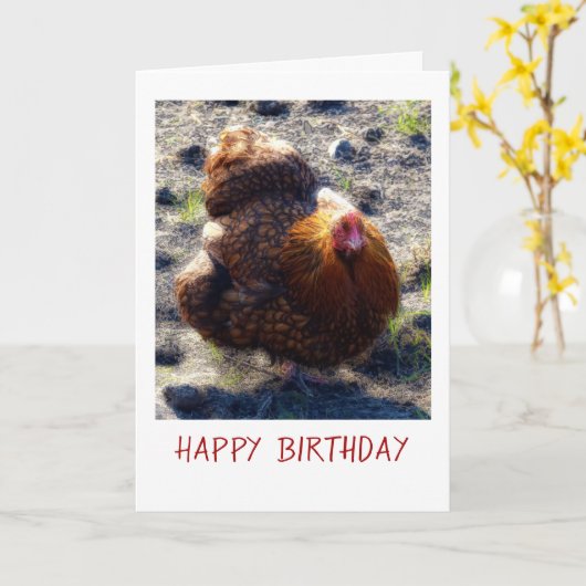 Lebhaftes Huhn Geburtstag Karte (Gelbe Blume)