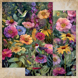 LEBHaftes HUMMINGBIRD-GARTEN-SCRAPBOOK-PAPIER
