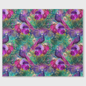 Lebhaftes Illustriertes Pfauenmuster Geschenkpapier (Flach)