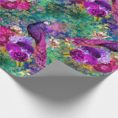 Lebhaftes Illustriertes Pfauenmuster Geschenkpapier (Ecke)