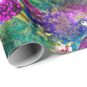 Lebhaftes Illustriertes Pfauenmuster Geschenkpapier (Rolleneckpunkt)