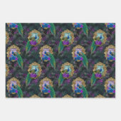 Lebhaftes Illustriertes Pfauenmuster Geschenkpapier Set (Vorderseite 2)