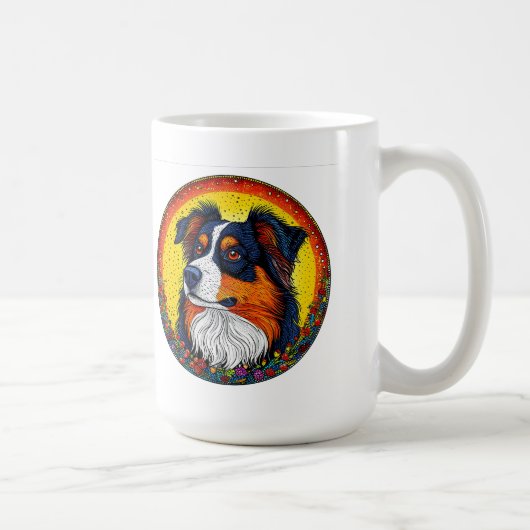 Lebhaftes Illustriertes Portrait eines Hundes Kaffeetasse (Rechts)