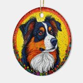 Lebhaftes Illustriertes Portrait eines Hundes Keramik Ornament (Links)