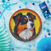 Lebhaftes Illustriertes Portrait eines Hundes Pappteller (Party)