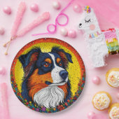 Lebhaftes Illustriertes Portrait eines Hundes Pappteller (Party)