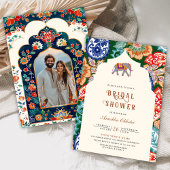 Lebhaftes indisches Folk Art Elephant Brautparty Einladung