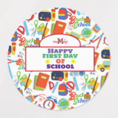 Lebhaftes, individualisierbares Zurück zu Schulfor Etiketten (Design 2)