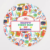 Lebhaftes, individualisierbares Zurück zu Schulfor Etiketten (Design 1)